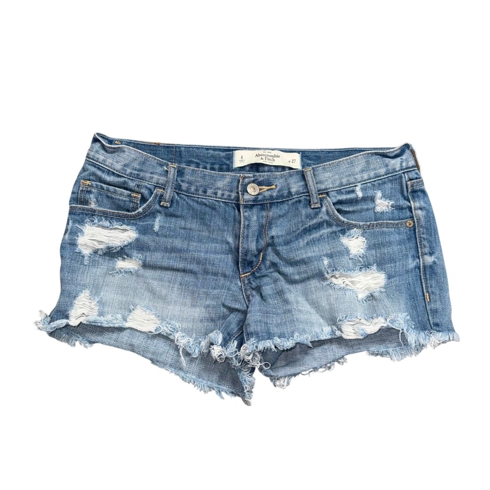Abercrombie & Fitch Denim Shorts Womens 4 Blue Good Distressed Cut Off W27
